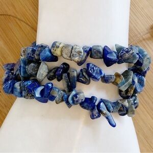 NWT Lapis Lazuli Nugget 3-Strand Adjustable Bracelet